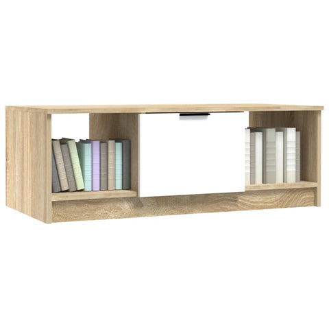 vidaXL Couchtisch Weiß und Sonoma-Eiche 102x50x36 cm Holzwerkstoff