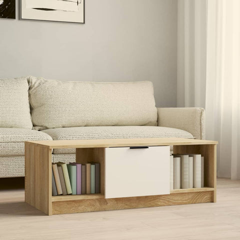 vidaXL Couchtisch Weiß und Sonoma-Eiche 102x50x36 cm Holzwerkstoff