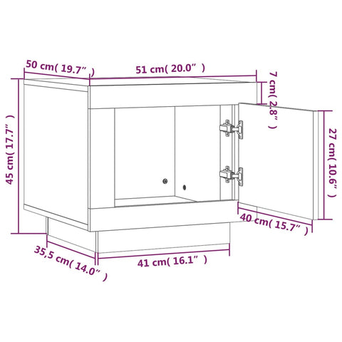 vidaXL Couchtisch Schwarz 51x50x45 cm Holzwerkstoff