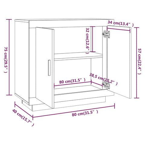 vidaXL Sideboard Hochglanz-Weiß 80x40x75 cm Holzwerkstoff