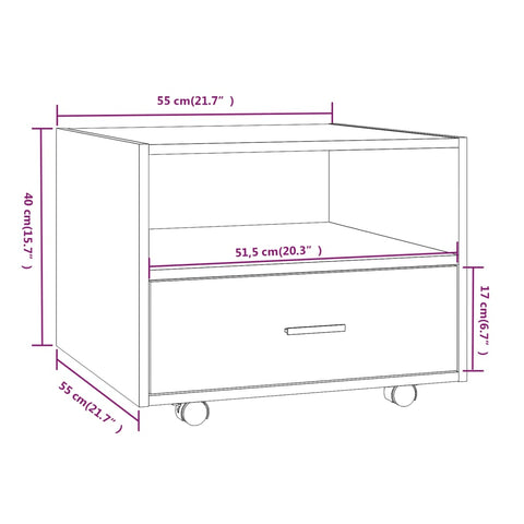 vidaXL Couchtisch Räuchereiche 55x55x40 cm Holzwerkstoff