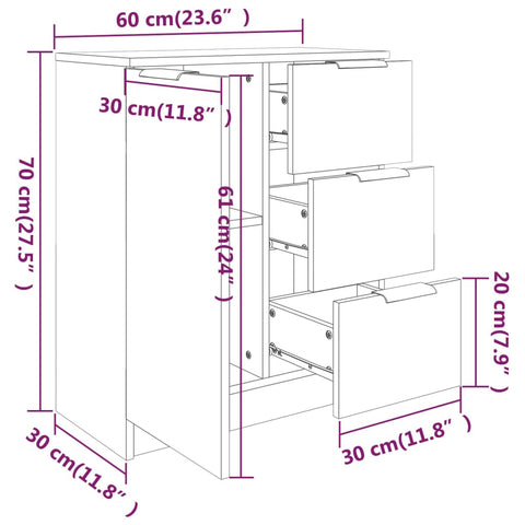 vidaXL Sideboard Räuchereiche 60x30x70 cm Holzwerkstoff