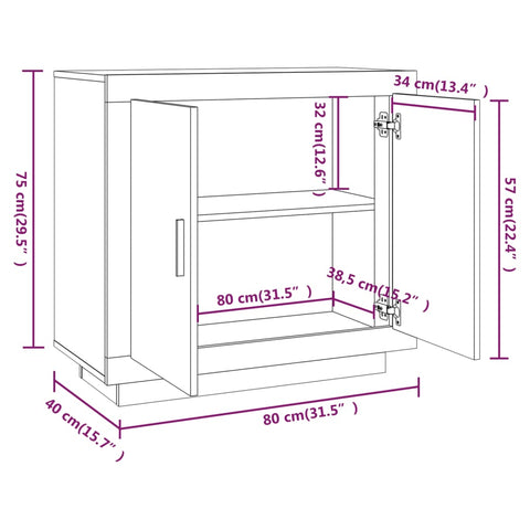 vidaXL Sideboard Räuchereiche 80x40x75 cm Holzwerkstoff