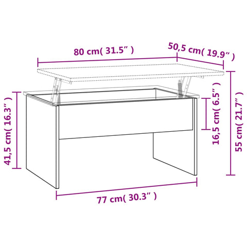 vidaXL Couchtisch Schwarz 80x50,5x41,5 cm Holzwerkstoff