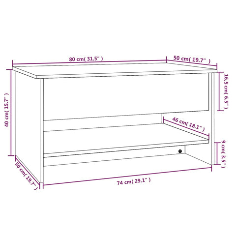 vidaXL Couchtisch Weiß 80x50x40 cm Holzwerkstoff