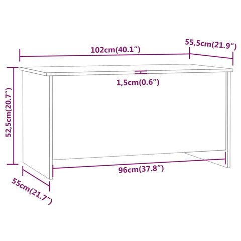 vidaXL Couchtisch Weiß 102x55,5x52,5 cm Holzwerkstoff