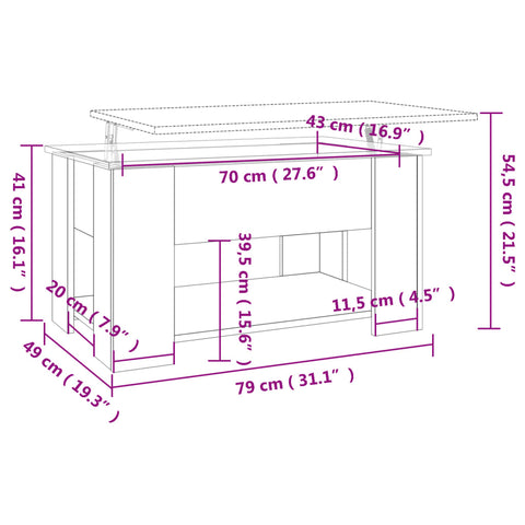 vidaXL Couchtisch Betongrau 79x49x41 cm Holzwerkstoff