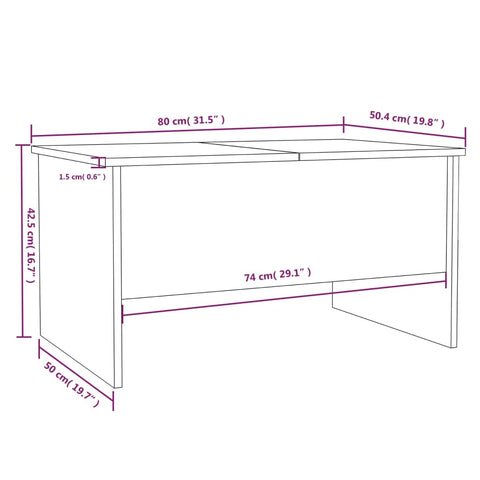 vidaXL Couchtisch Sonoma-Eiche 80x50x42,5 cm Holzwerkstoff