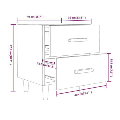 vidaXL Nachttische 2 Stk. Sonoma-Eiche 40x35x47,5 cm