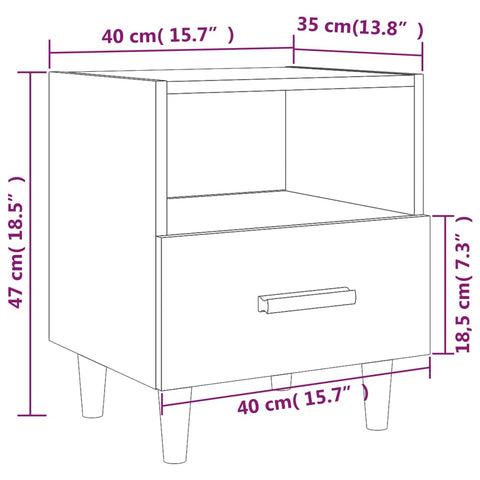 vidaXL Nachttische 2 Stk. Weiß 40x35x47 cm