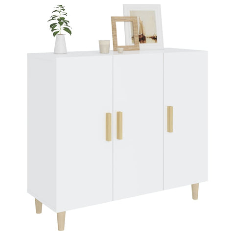 Sideboard Hochglanz-Weiß 90x34x80 cm Holzwerkstoff