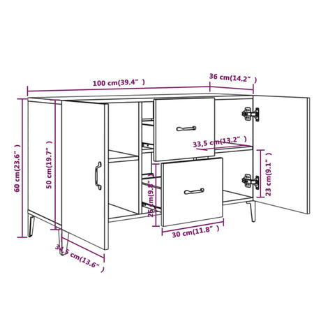 vidaXL Sideboard Weiß 100x36x60 cm Holzwerkstoff