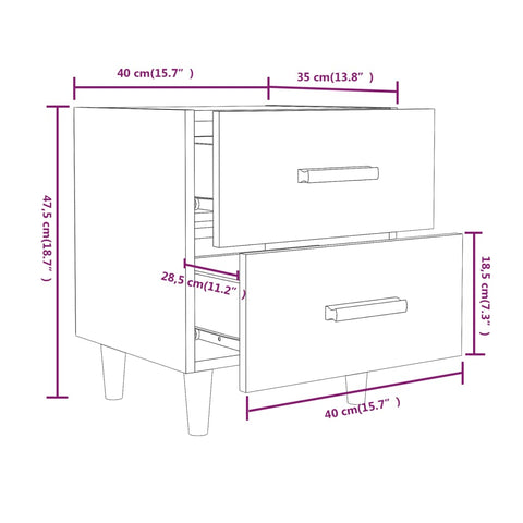 vidaXL Nachttische 2 Stk. Braun Eichen-Optik 40x35x47,5 cm