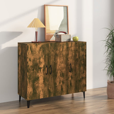 vidaXL Sideboard Räuchereiche 90x34x80 cm Holzwerkstoff