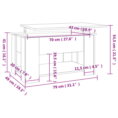 vidaXL Couchtisch Grau Sonoma 79x49x41 cm Holzwerkstoff