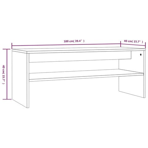 vidaXL Couchtisch Grau Sonoma 100x40x40 cm Holzwerkstoff