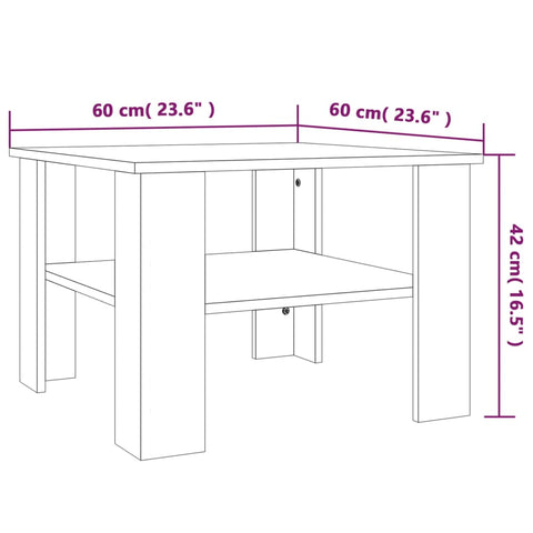 vidaXL Couchtisch Räuchereiche 60x60x42 cm Holzwerkstoff