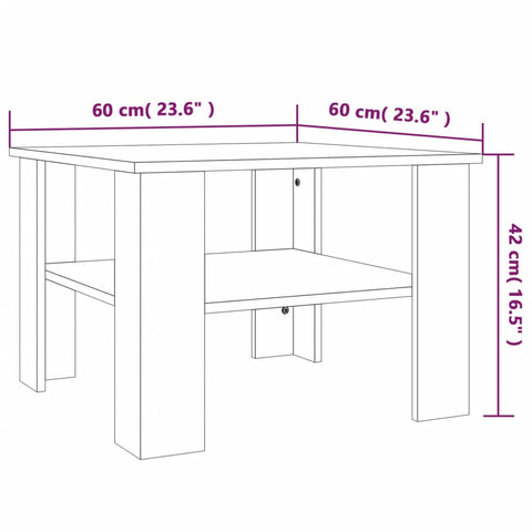 vidaXL Couchtisch Braun Eichen-Optik 60x60x42 cm Holzwerkstoff