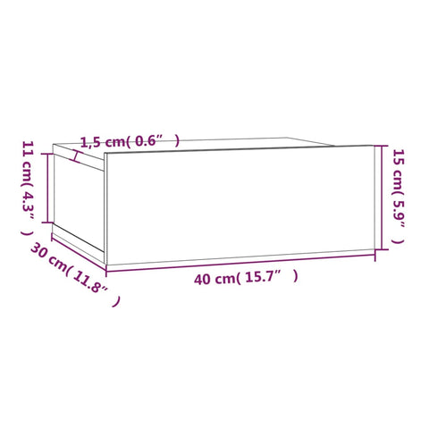 vidaXL Hängender Nachttisch Räuchereiche 40x30x15 cm Holzwerkstoff