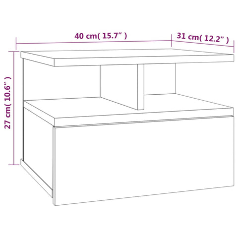 vidaXL Nachttisch Hängend Grau Sonoma 40x31x27 cm Holzwerkstoff