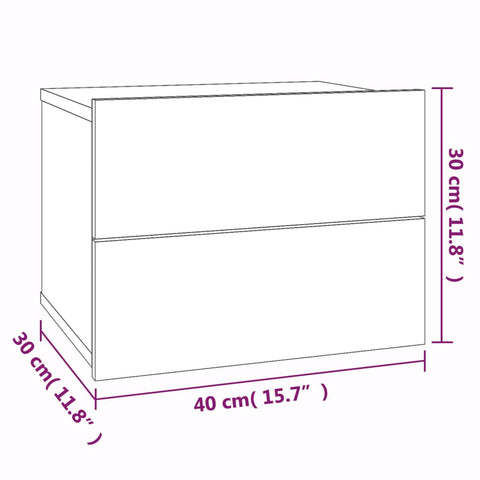 vidaXL Nachttische 2 Stk. Grau Sonoma 40x30x30 cm Holzwerkstoff