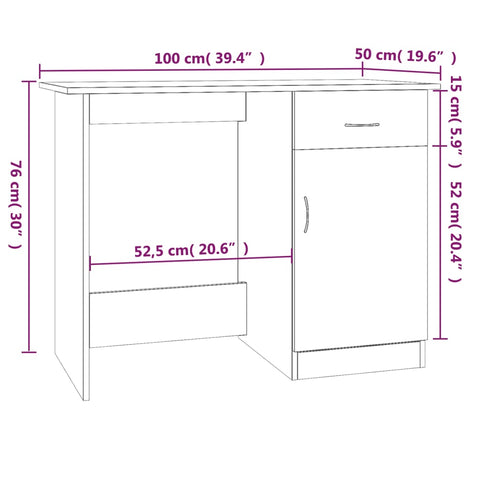 vidaXL Schreibtisch Räuchereiche 100x50x76 cm Holzwerkstoff