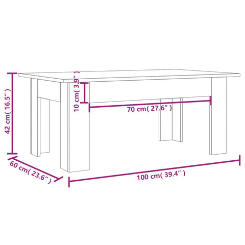 vidaXL Couchtisch Räuchereiche 100x60x42 cm Holzwerkstoff