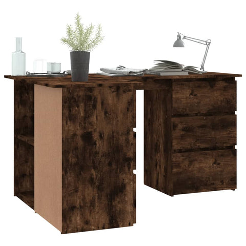 vidaXL Eckschreibtisch Räuchereiche 145x100x76 cm Holzwerkstoff