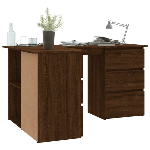 vidaXL Eckschreibtisch Braun Eichen-Optik 145x100x76 cm Holzwerkstoff