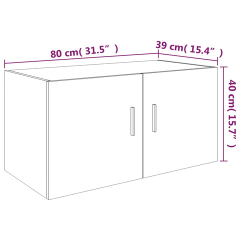 vidaXL Wandschrank Grau Sonoma 80x39x40 cm Holzwerkstoff