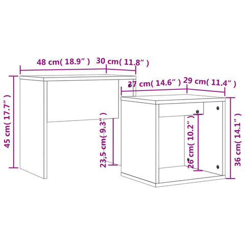 vidaXL Satztische 2 Stk. Räuchereiche Holzwerkstoff