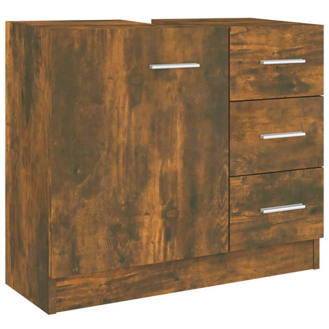 vidaXL Waschbeckenschrank Räuchereiche 63x30x54 cm Holzwerkstoff