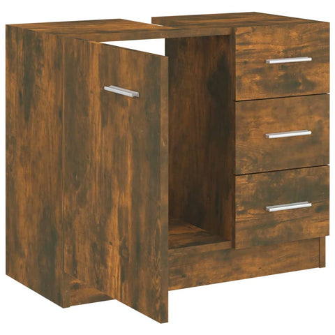 vidaXL Waschbeckenschrank Räuchereiche 63x30x54 cm Holzwerkstoff