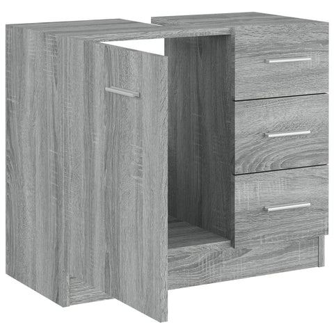 vidaXL Waschbeckenschrank Grau Sonoma 63x30x54 cm Holzwerkstoff