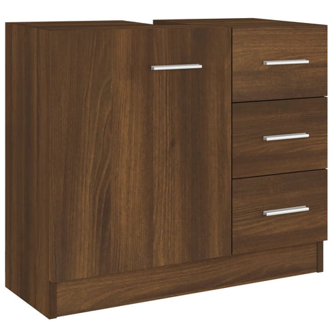 vidaXL Waschbeckenschrank Braun Eichen-Optik 63x30x54 cm Holzwerkstoff