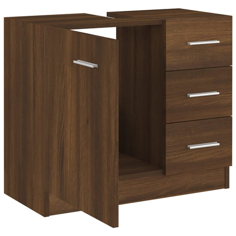 vidaXL Waschbeckenschrank Braun Eichen-Optik 63x30x54 cm Holzwerkstoff