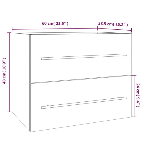 vidaXL Waschbeckenschrank Grau Sonoma 60x38,5x48 cm Holzwerkstoff