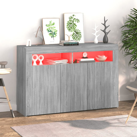 Sideboard mit LED-Beleuchtung Grau Sonoma 115,5x30x75 cm