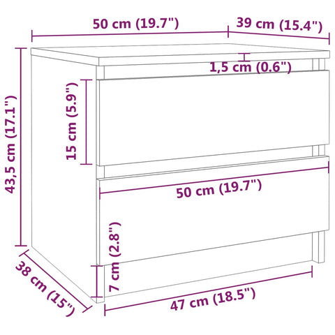 vidaXL Nachttisch Räuchereiche 50x39x43,5 cm Holzwerkstoff