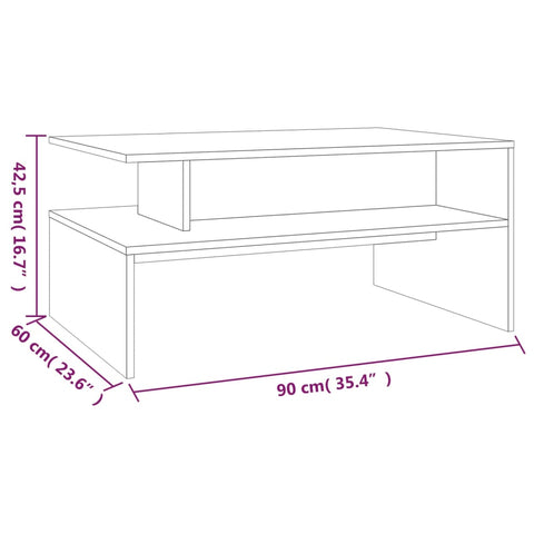 vidaXL Couchtisch Räuchereiche 90x60x42,5 cm Holzwerkstoff