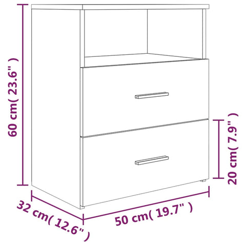 vidaXL Nachttische 2 Stk. Braun Eichen-Optik 50x32x60 cm