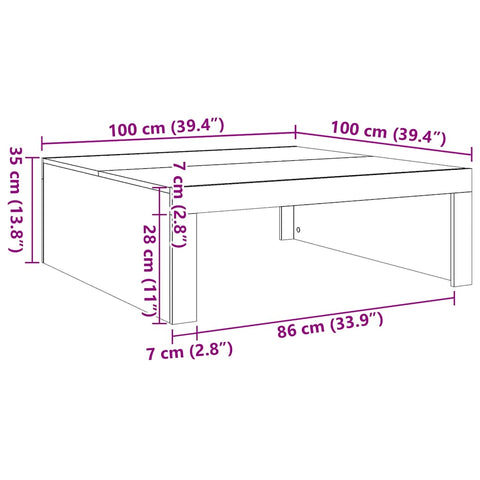 Couchtisch Grau Sonoma 100x100x35 cm Holzwerkstoff