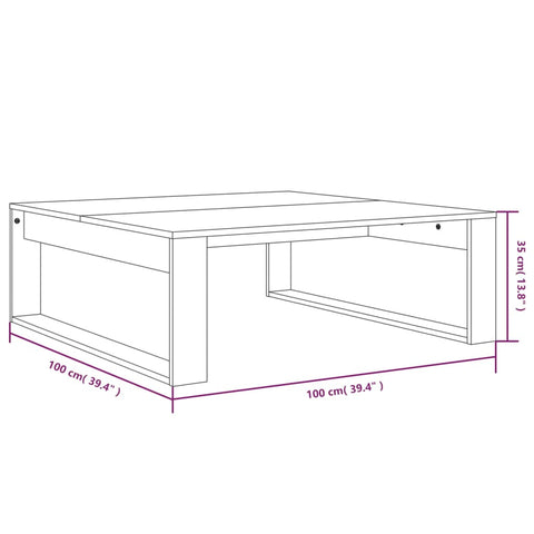 vidaXL Couchtisch Räuchereiche 100x100x35 cm Holzwerkstoff