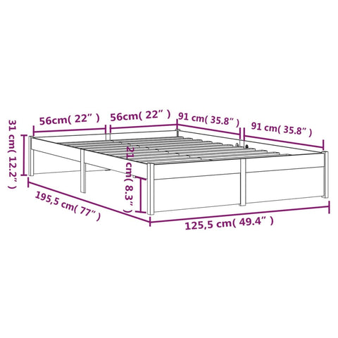 vidaXL Massivholzbett Weiß 120x190 cm