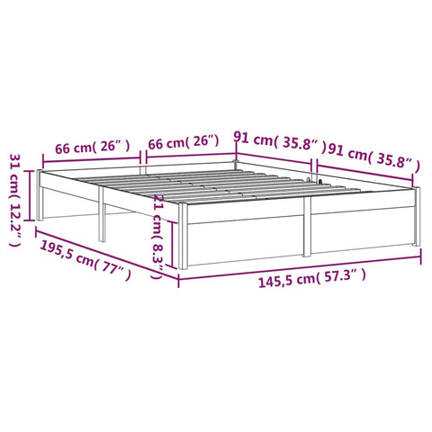 vidaXL Massivholzbett 140x190 cm