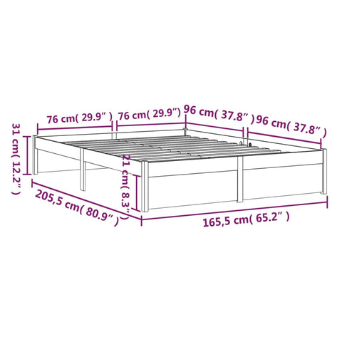 vidaXL Massivholzbett ohne Matratze 160x200 cm