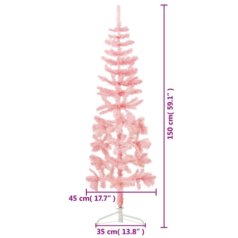 Künstlicher Halb-Weihnachtsbaum mit Ständer Schlank Rosa 150 cm