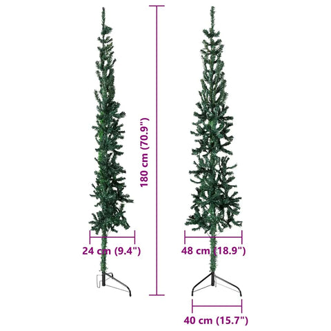 Künstlicher Halb-Weihnachtsbaum mit Ständer Schlank Grün 180 cm