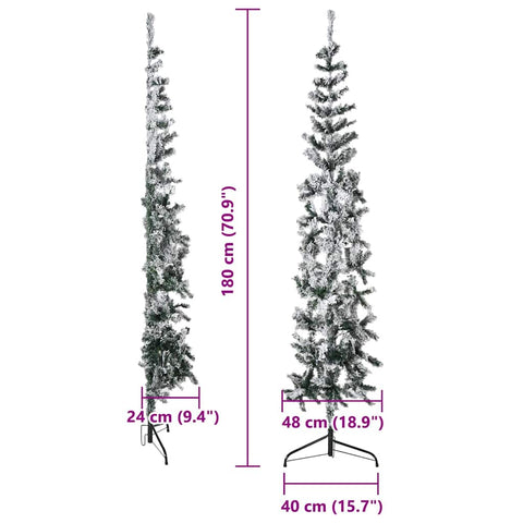 Künstlicher Halb-Weihnachtsbaum mit Schnee Schlank 180 cm