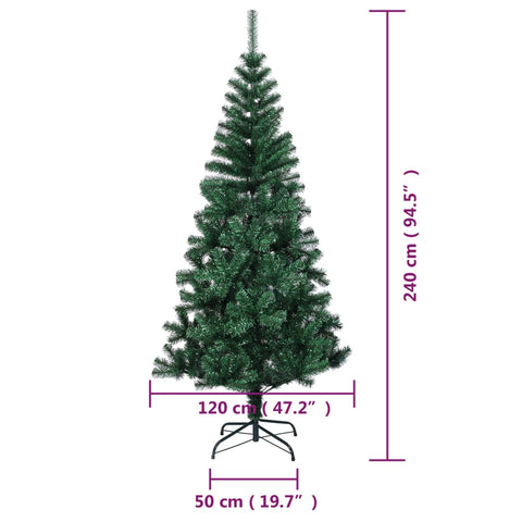 Künstlicher Weihnachtsbaum Schillernde Spitzen Grün 240 cm PVC